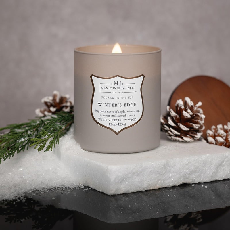 Manly Indulgence Winters Edge Scented Candles for Men, 15 oz Wooden Wick, Premium Soy Blend Wax, 60H Burn, Candles for Home Scented - Made in The USA - Image 3